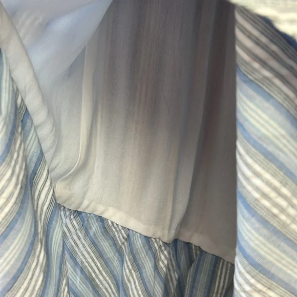 Moon River NWOT Light Blue Striped Ruffle Fringe High Low Maxi Skirt 100% cotton - Picture 4 of 12